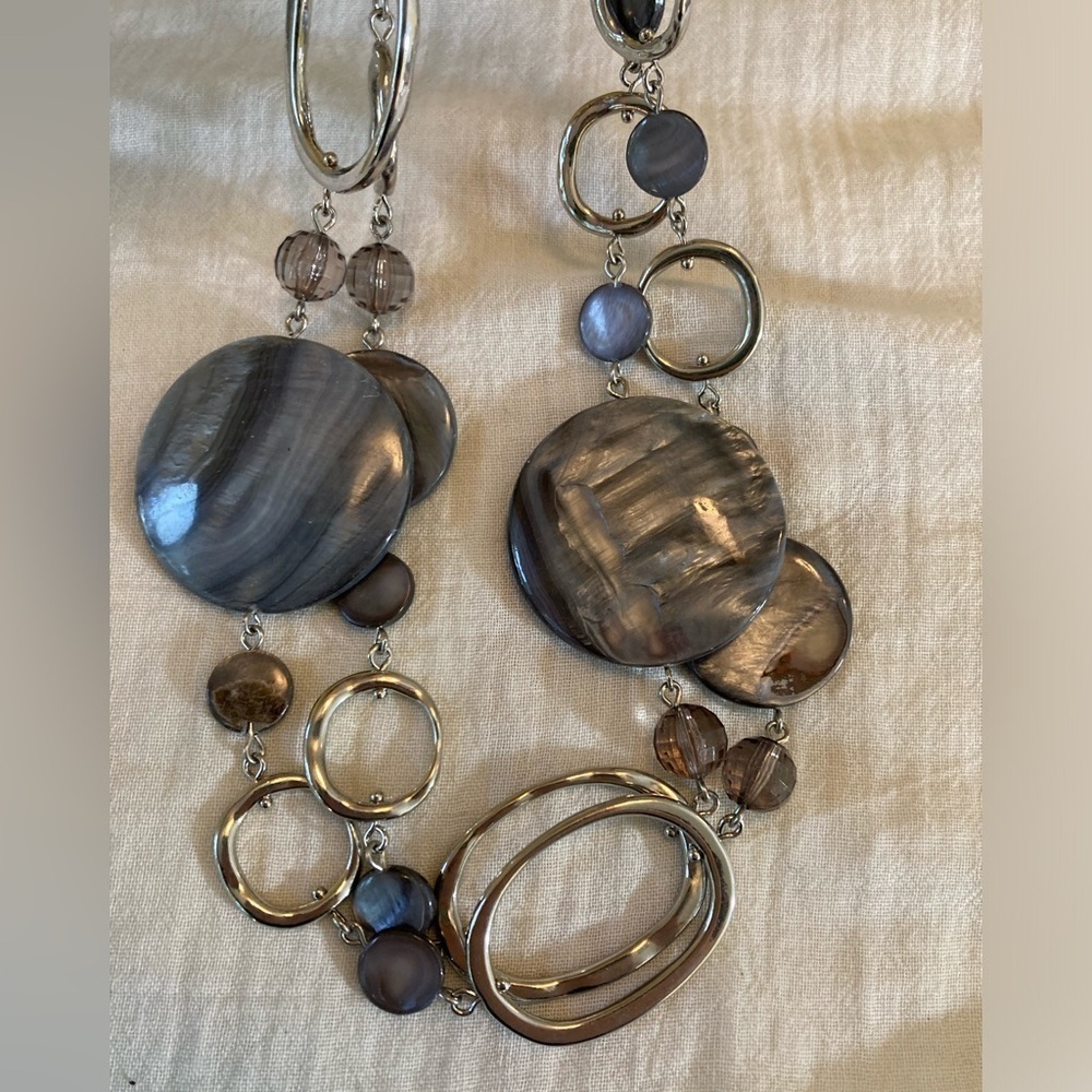 Lia Sophia Mother‎ of Pearl and Chain Link 36” Long Necklace